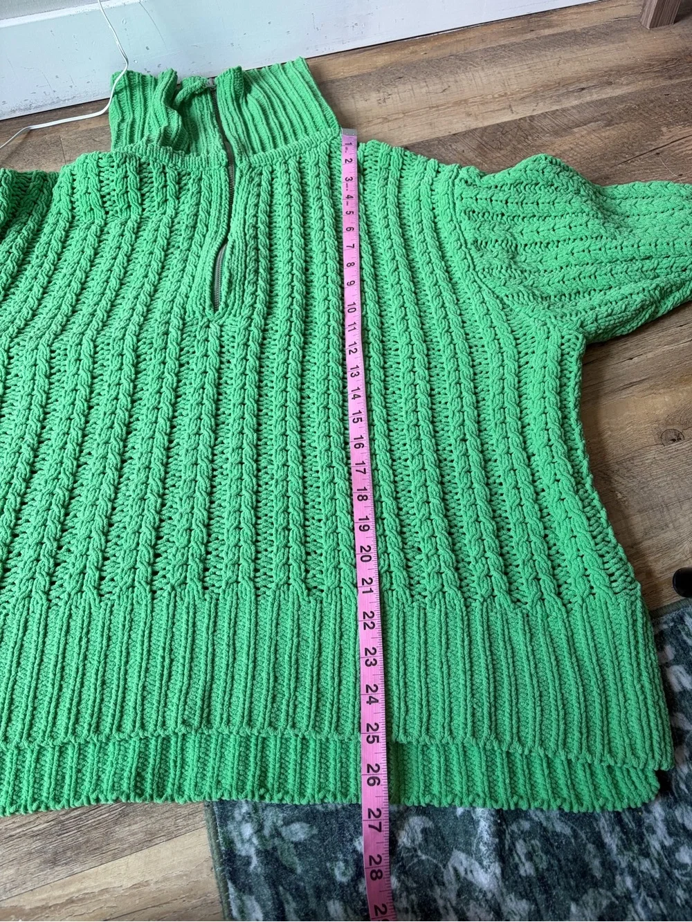 Aerie Green Cable Car Quarter Zip Sweater - Picture 8 of 9